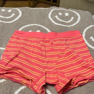 Aerie Pink and Yellow Striped Pajama Shorts